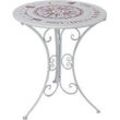 Kleiner Gartentisch Eisen Beistelltisch Balkontisch klein rund, weiß, Kompass Design, DxH 60x70 cm