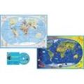 Kinderweltkarte/Erde politisch, DUO-Schreibunterlage klein, m. Audio-CD,