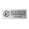 OFFORM DESIGN Hinweisschild Bitte nicht im Stehen pinkeln Aluminium silber-matt 175x65 mm