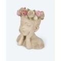 Skulptur-Blumentopf "Kopf mit Rosen"