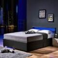 HOME DELUXE LED Bett Nube mit Schubladen und Matratze, 180 x 200cm - versch. Ausführungen - Dunkelgrau