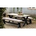 Parkmöbel Nostalgi - Set aus Gartentisch und Gartenbank mit Planken aus Kiefer- und Fichtenholz in 4 Varianten