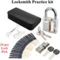 1 Set Unlock Lock Pick Training Transparent Praktisch Schlosseröffner Schlosserwerkzeuge + Vorhängeschloss Set Hasaki