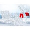 KESSER® 240er LED Rentiere mit Schlitten weiß Timer Weihnachtsbeleuchtung für außen und innen Weihnachtsfigur Weihnachtsdekoration