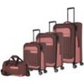 travelite Trolleyset VIIA L/M/S, Reisetasche, 4 Rollen, (4 tlg), Kofferset Reisegepäck mit erweiterbarem Volumen und TSA Schloss, rot
