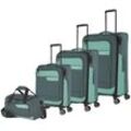 travelite Trolleyset VIIA L/M/S, Reisetasche, 4 Rollen, (4 tlg), Kofferset Reisegepäck mit erweiterbarem Volumen und TSA Schloss, grün