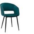 Design-Stuhl aus petrolblauem Samt mit Füßen aus schwarzem Metall PRISMA