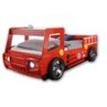 Feuerwehrbett "Fire" Autobett für Kinder 90x200 Hochglanz mit LED Leuchte