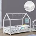 en.casa Kinderbett Sisimiut mit Matratze 70x140 cm Weiß