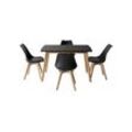 Happy Garden - Set ausziehbarer Tisch 120/160cm helga und 4 Stühle nora schwarz - Schwarz