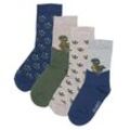 ewers - Socken DINO 4er-Pack in dunkelbeige/steingrün, Gr.19-22