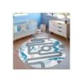 Kinderteppich Bino 574, Paco Home, rund, Höhe: 4 mm, Kurzflor, Straßen-Spiel-Teppich, Tippis & Wald, Kinderzimmer, beige