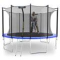 KINETIC SPORTS Trampolin Outdoor SALTO Ø 183/244/305/366/400/430/490 cm -TÜV Rheinland geprüft, Kindertrampolin Set mit Netz, Randpolster, USA Sprungtuch - Gartentrampolin, bis zu 160kg Blau 400 cm Ø 400 cm, Blau-4