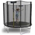 KINETIC SPORTS Trampolin Outdoor SALTO Ø 183/244/305/366/400/430/490 cm -TÜV Rheinland geprüft, Kindertrampolin Set mit Netz, Randpolster, USA Sprungtuch - Gartentrampolin, bis zu 160kg Schwarz 244 cm Ø 244 cm, Schwarz-4