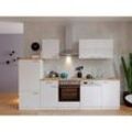 Küchenzeile Economy m. Geräten 280 cm Weiß/Nussbaum Dekor