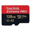 SanDisk Extreme Pro - Flash-Speicherkarte (microSDXC-an-SD-Adapter inbegriffen) - 128 GB - A2 / Video Class V30 / UHS-I U3 / Class10 - microSDXC UHS-I