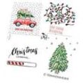 Postkarten-Set Weihnachten Sigel 'Colourful Christmas', 24 Stück, 12 Motive, DIN A6, Kraftkarton braun