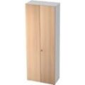 Schrank TOPAS LINE, Akten/Garderobenschrank, 6 Ordnerhöhen, B 800 mm, weiß/Eiche-Dekor