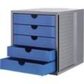 Schubladenbox SYSTEMBOX KARMA, 5 geschlossene Schubladen, DIN A4, leichtlaufend, B 274 x T 330 x H 320 mm, blau