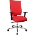 Bürostuhl PROFI STAR 15 high, mit Armlehnen, Synchronmechanik, Flachsitz, für große Menschen, rot/alusilber