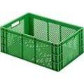 Euro Box Obst- und Gemüsekasten, lebensmittelecht, Inhalt 47,9 L, durchbrochene Version, grün
