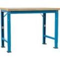 Manuflex Werkbank Profi Spezial, Tischplatte Kunststoff, 1250 x 700 mm, lichtblau