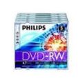 Philips DN4S4J05F - 5 x DVD-RW - 4.7 GB (120 Min.) 1x - 4x - Jewel Case (Schachtel)