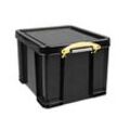 Really Useful Boxes Aufbewahrungsbox, 64L, schwarz, Griffe gelb