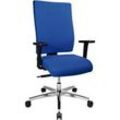 Bürostuhl PROFI STAR 15 high, mit Armlehnen, Synchronmechanik, Flachsitz, für große Menschen, blau/alusilber