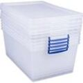 Really Useful Boxes Aufbewahrungsboxen, transparent, mit Deckel, 62L, 5 Stück