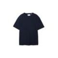 TOM TAILOR Herren T-Shirt mit Struktur, blau, Uni, Gr. XL