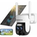 8X Hybrid Zoom] 4K 5Dbi Solar Wireless Outdoor WiFi Überwachungskamera 360° ptz Akku IP-Kamera mit Solarpanel ai Menschenerkennung Farbnachtsicht