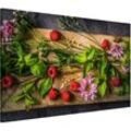Magnettafel - Blumen Himbeeren Minze - Memoboard Quer Größe HxB: 40cm x 60cm