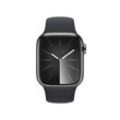 Apple Watch Series 9 (GPS + Cellular) 41mm Edelstahlgehäuse grau, Sportband Mitternacht M/L