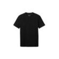 TOM TAILOR DENIM Herren Henley T-Shirt mit Struktur, schwarz, Uni, Gr. XL