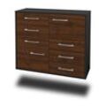 Sideboard Amarillo | Korpus Anthrazit | Walnuss h�ngend mit Griffen (92x79x35cm)