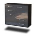 Sideboard Little Rock | Korpus Anthrazit | Grau h�ngend mit Griffen (92x79x35cm)