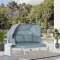 4-teiliges Gartenmöbel-Set mit Beistelltisch Dach Bank Balkonmöbel Set Sofa mit Kissen Outdoor Alumi
