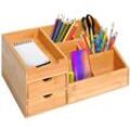 HOMCOM Schreibtischorganizer Aufbewahrungsbox Büro Box Organisation 2 Schubladen Natur L33 x B20,5 x