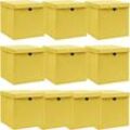 10 Stk. Aufbewahrungsboxen,Werkzeugaufbewahrung,Lagerbox mit Deckeln Gelb 32x32x32 cm Stoff CIW89466 Maisonchic