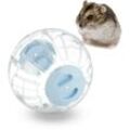 Hamsterball, ø 18,5 cm, Laufkugel für Hamster & Mäuse, Kunststoff, Nagerspielzeug zum Laufen, transparent/blau - Relaxdays