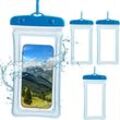 Wasserdichte Handyhülle, 4er Set, IPX8, für Handys bis 6,7, Touch-kompatibel, Wasserhandyhülle mit Band, blau - Relaxdays