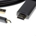 Hdmi Kabel usb Datenkabel 2in1 Ladekabel (Y-Kabel usb c 3.1 + usb a 2.0 auf hdmi Stecker) z.B. kompatibel mit Huawei MateBook, P20 - 2m - Vhbw