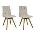4-Fußstuhl ANDAS "Rania" Stühle Gr. B/H/T: 45 cm x 91 cm x 55 cm, 2 St., Microfaser, Knopfheftung + Massivholz, beige (beige, eiche natur) 4-Fuß-Stühle