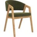 Armlehnstuhl HOME AFFAIRE "Molino" Stühle Gr. B/H/T: 57 cm x 80 cm x 64 cm, Microfaser, Massivholz, grün (grün (duncan 7107), eiche natur) Holzstühle