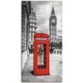 Wandbild ARTLAND "London Telefonzelle" Bilder Gr. B/H: 75 cm x 150 cm, Leinwandbild Architektonische Elemente Hochformat, 1 St., rot Kunstdrucke