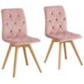 Esszimmerstuhl ANDAS "Rania" Stühle Gr. B/H/T: 45 cm x 91 cm x 55 cm, 4 St., Samtoptik, Beine oak white + Massivholz, rosa (rosa, eiche weiß) Küchenstühle