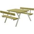 Plus Picknicktisch Alpha Stahl-Holz 118 x 185 x 76 cm natur mit 2 Rückenlehnen