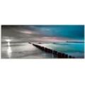 Glasbild ARTLAND "Ostsee mit schönem Sonnenaufgang" Bilder Gr. B/H: 125 cm x 50 cm, Gewässer, 1 St., schwarz (schwarz, weiß) Glasbilder