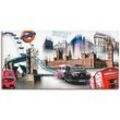 Wandbild ARTLAND "London Skyline Collage IV" Bilder Gr. B/H: 100 cm x 50 cm, Leinwandbild Großbritannien, 1 St., bunt Kunstdrucke